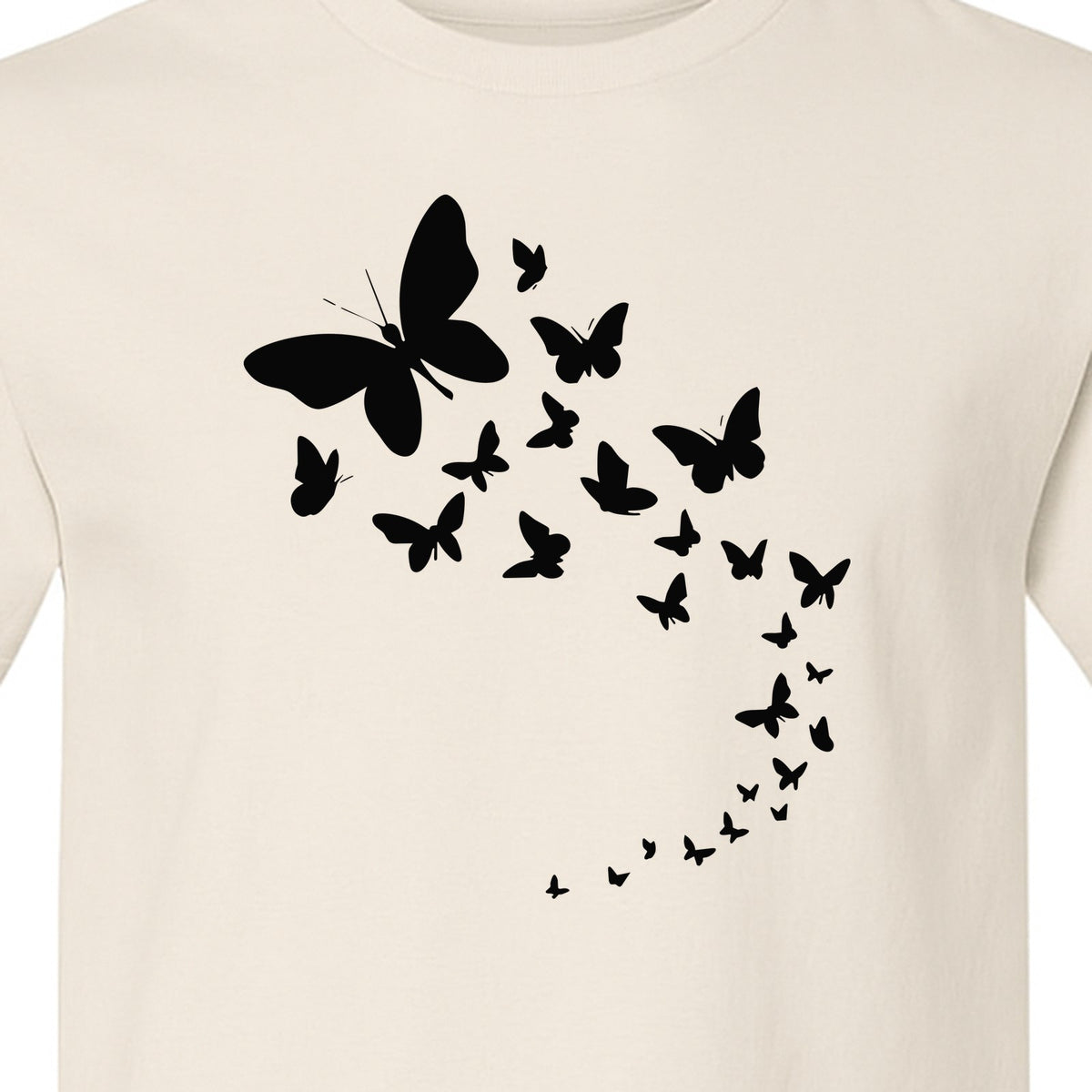 Butterfly T-Shirt, Swirling Silhouette Graphic for Nature Lovers and Garden Fans