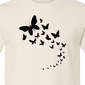 Butterfly T-Shirt, Swirling Silhouette Graphic for Nature Lovers and Garden Fans