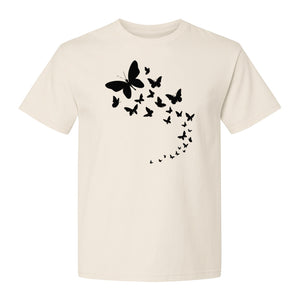 Butterfly T-Shirt, Swirling Silhouette Graphic for Nature Lovers and Garden Fans