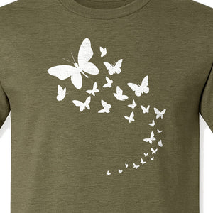 Butterfly T-Shirt, Swirling Silhouette Graphic for Nature Lovers and Garden Fans