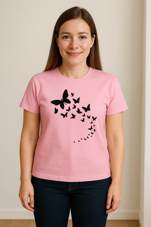 Butterfly T-Shirt, Swirling Silhouette Graphic for Nature Lovers and Garden Fans