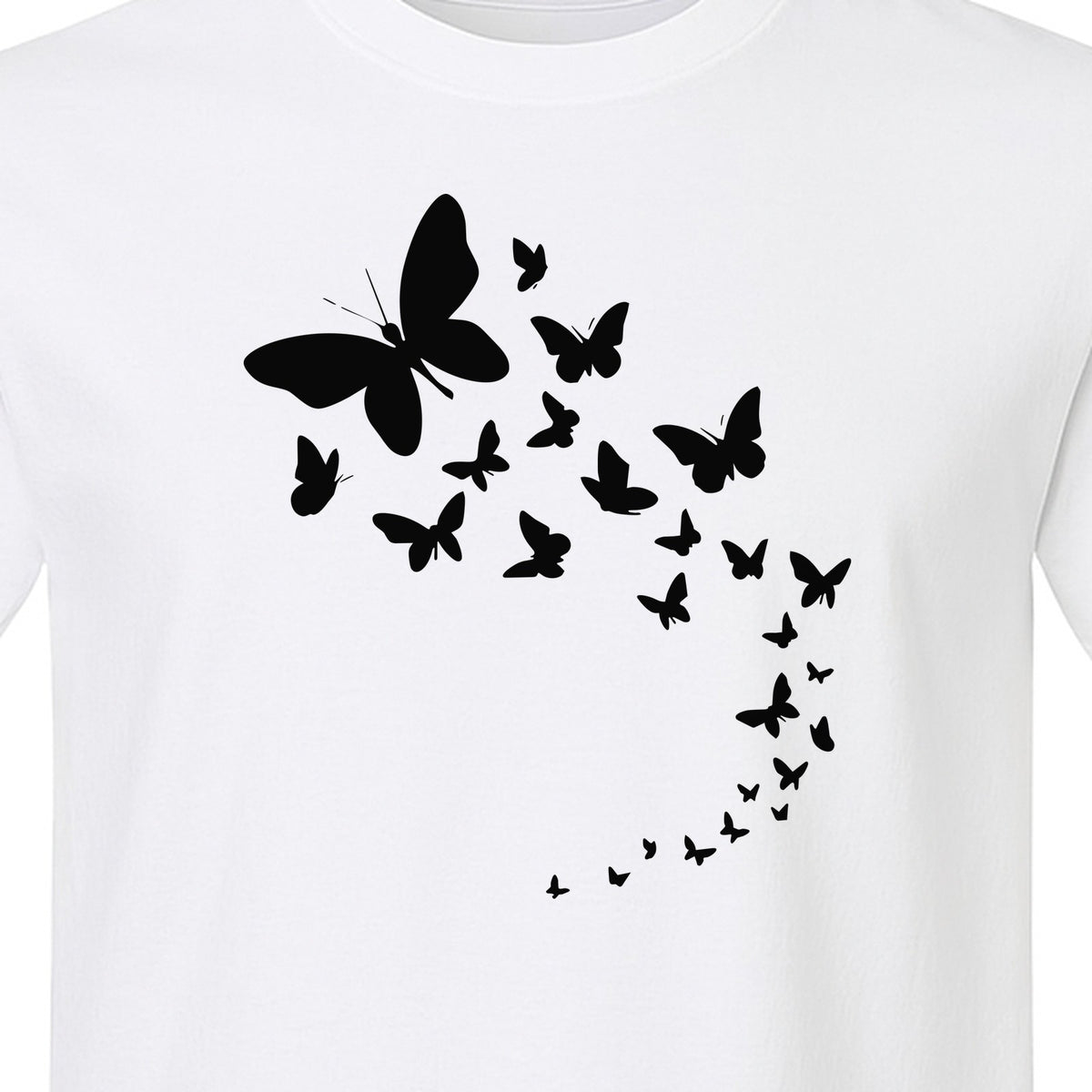 Butterfly T-Shirt, Swirling Silhouette Graphic for Nature Lovers and Garden Fans