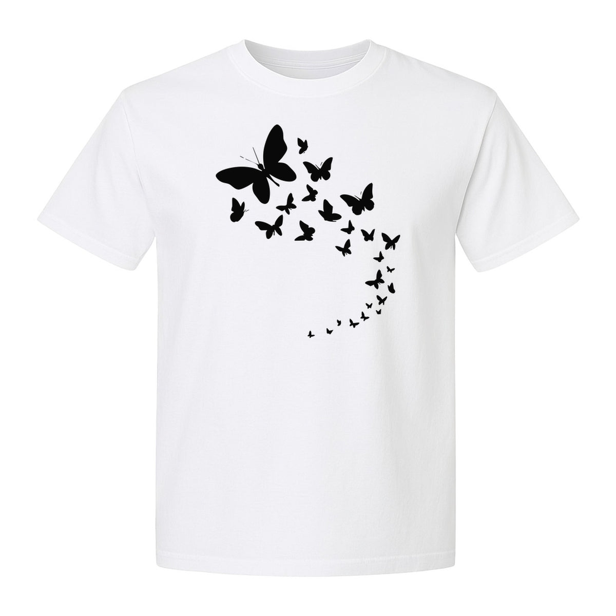 Butterfly T-Shirt, Swirling Silhouette Graphic for Nature Lovers and Garden Fans