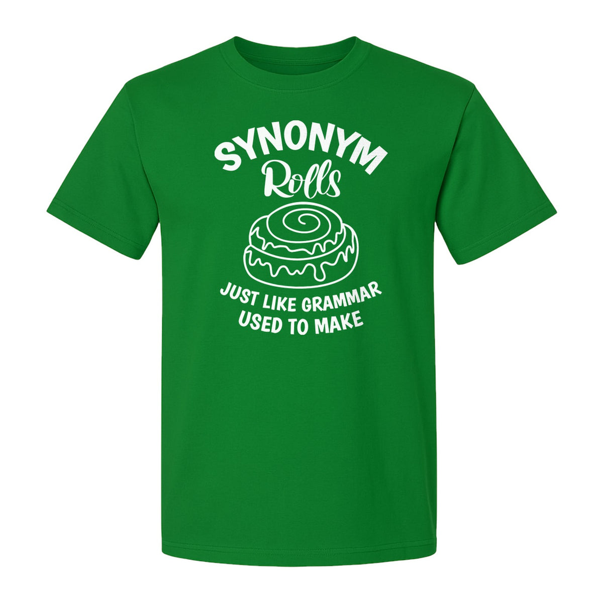 Synonym Rolls T-Shirt, Funny Grammar Pun Cinnamon Roll Design for English Teachers and Book Lovers