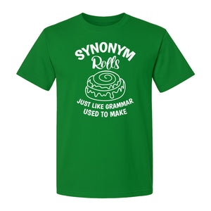 Synonym Rolls T-Shirt, Funny Grammar Pun Cinnamon Roll Design for English Teachers and Book Lovers