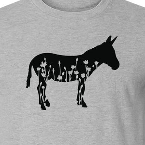 Donkey T-Shirt, Floral Wildflower Farm Animal Graphic for Nature Lovers