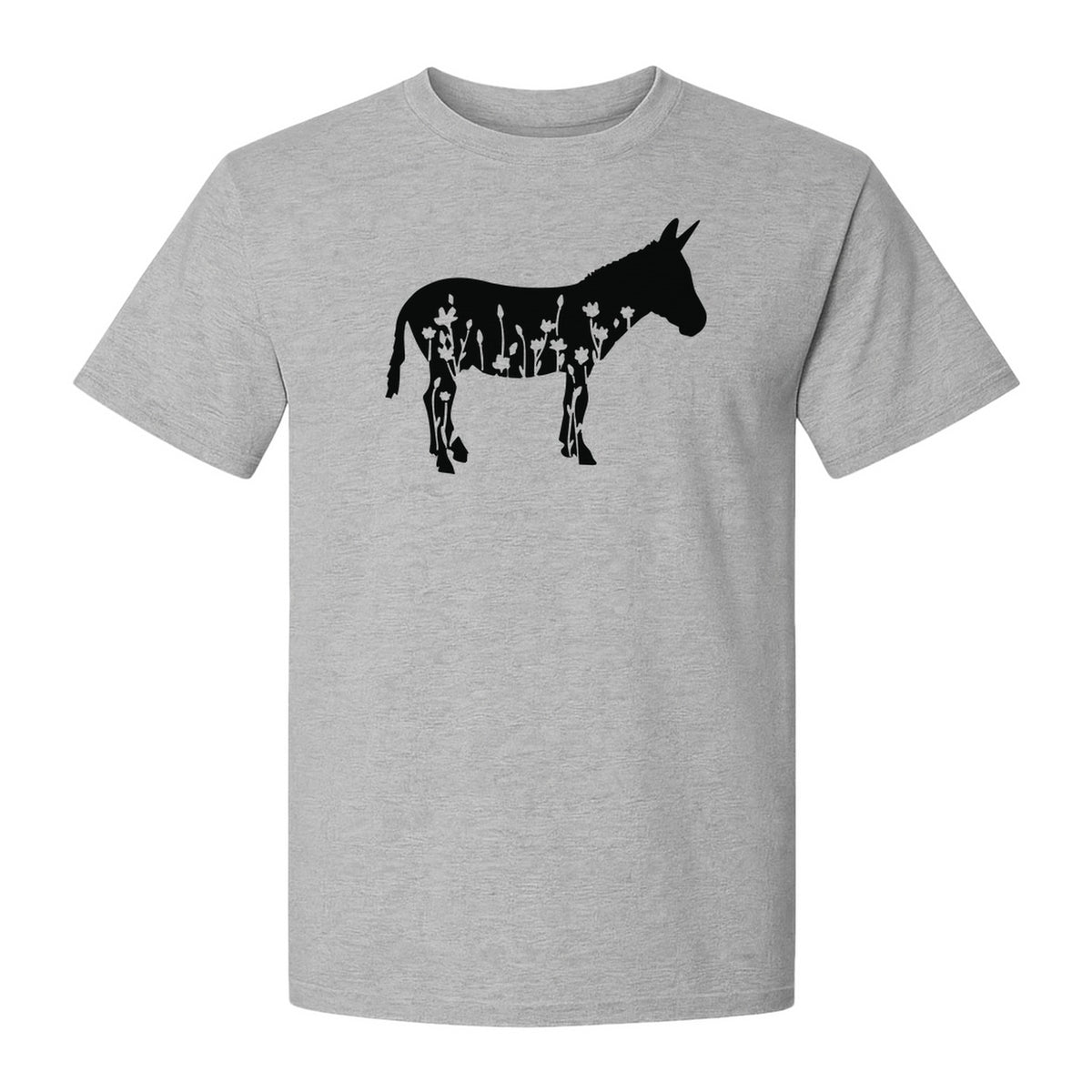 Donkey T-Shirt, Floral Wildflower Farm Animal Graphic for Nature Lovers