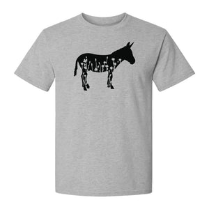Donkey T-Shirt, Floral Wildflower Farm Animal Graphic for Nature Lovers