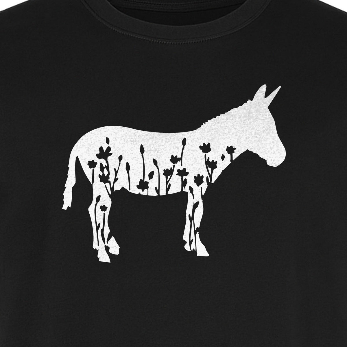 Donkey T-Shirt, Floral Wildflower Farm Animal Graphic for Nature Lovers