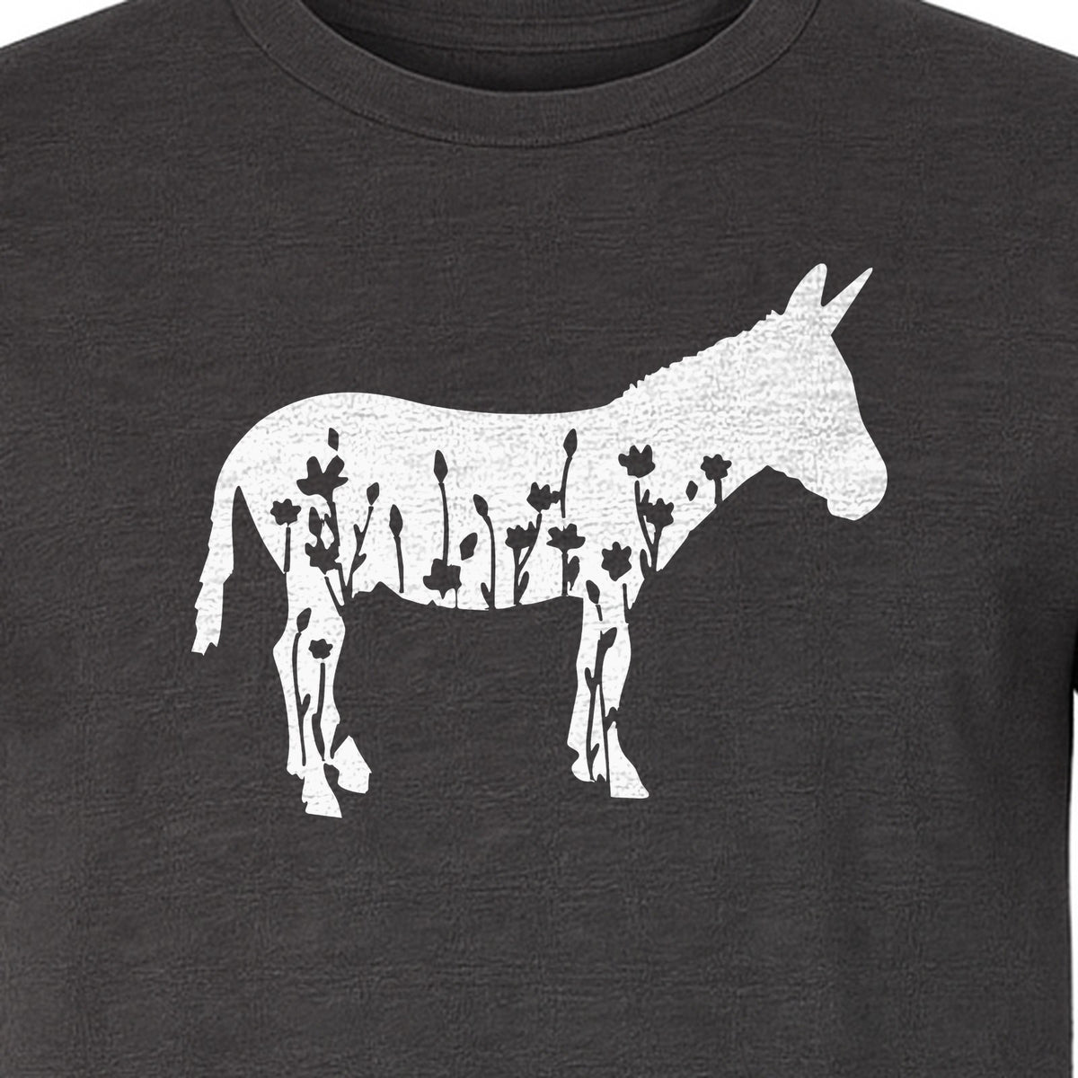 Donkey T-Shirt, Floral Wildflower Farm Animal Graphic for Nature Lovers
