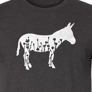 Donkey T-Shirt, Floral Wildflower Farm Animal Graphic for Nature Lovers