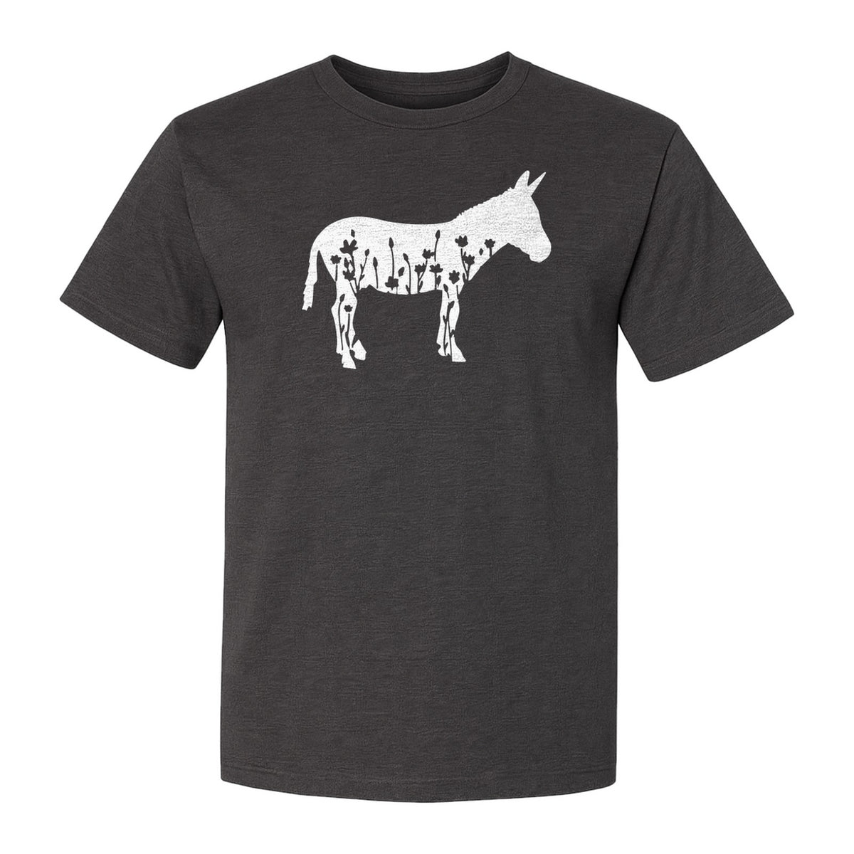 Donkey T-Shirt, Floral Wildflower Farm Animal Graphic for Nature Lovers