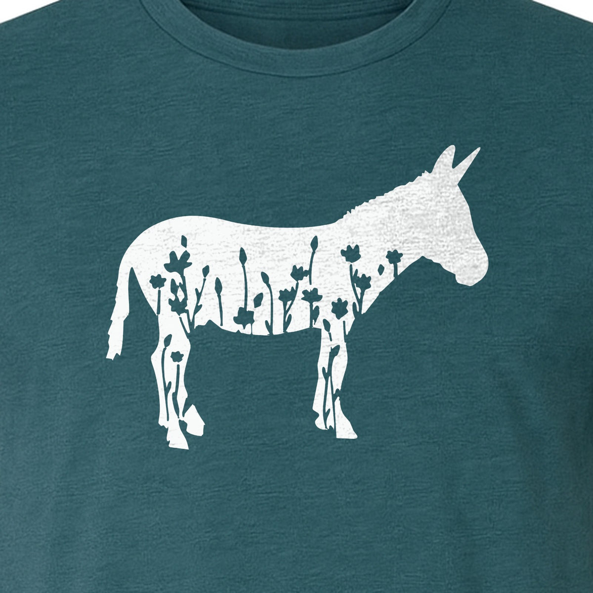 Donkey T-Shirt, Floral Wildflower Farm Animal Graphic for Nature Lovers