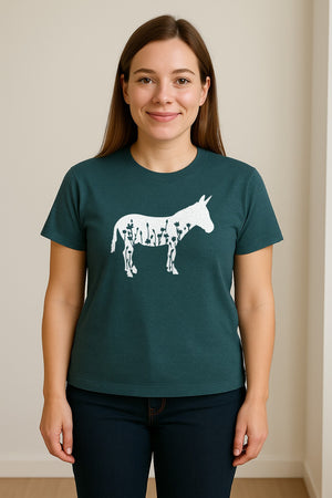 Donkey T-Shirt, Floral Wildflower Farm Animal Graphic for Nature Lovers