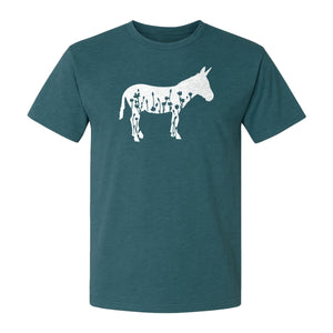 Donkey T-Shirt, Floral Wildflower Farm Animal Graphic for Nature Lovers