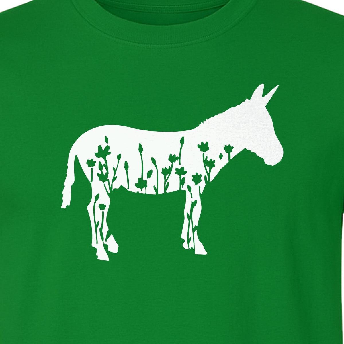 Donkey T-Shirt, Floral Wildflower Farm Animal Graphic for Nature Lovers