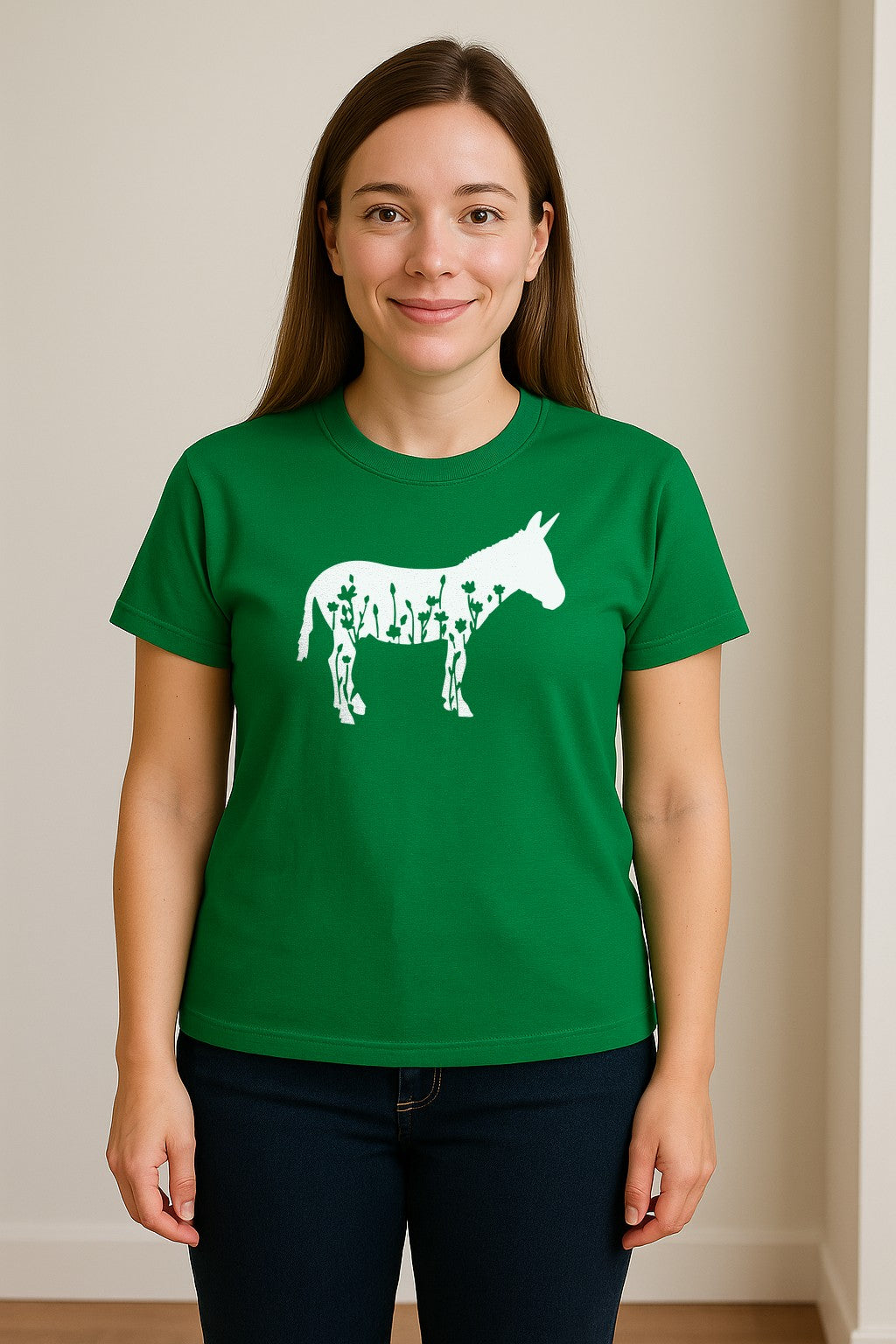 Donkey T-Shirt, Floral Wildflower Farm Animal Graphic for Nature Lovers