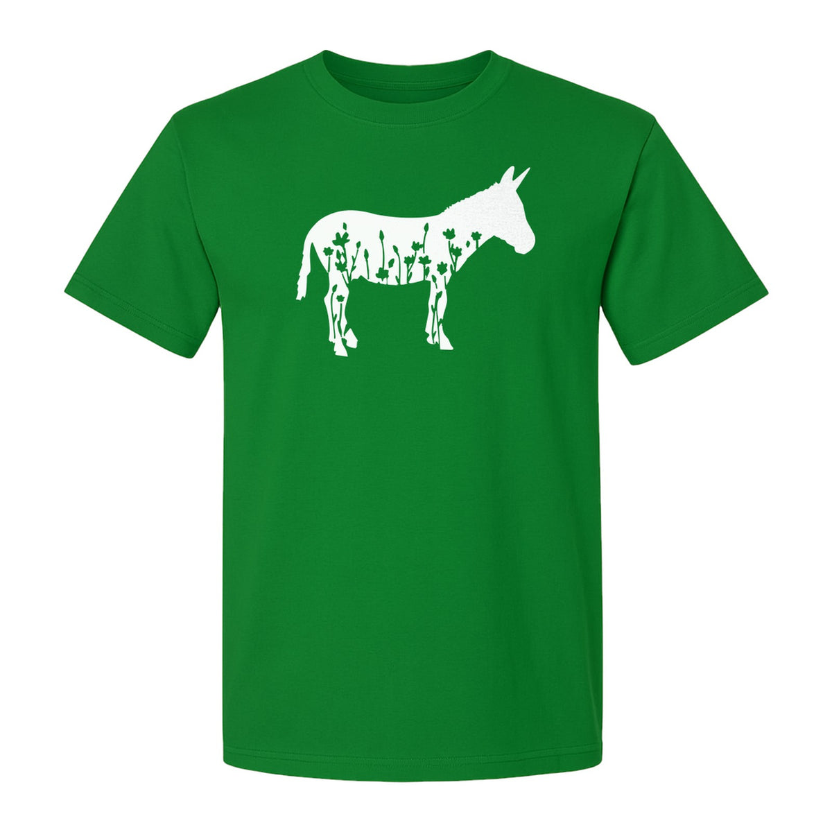Donkey T-Shirt, Floral Wildflower Farm Animal Graphic for Nature Lovers