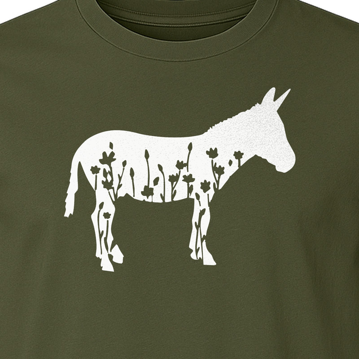 Donkey T-Shirt, Floral Wildflower Farm Animal Graphic for Nature Lovers