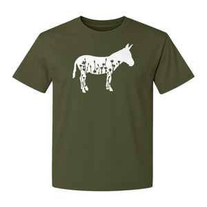 Donkey T-Shirt, Floral Wildflower Farm Animal Graphic for Nature Lovers