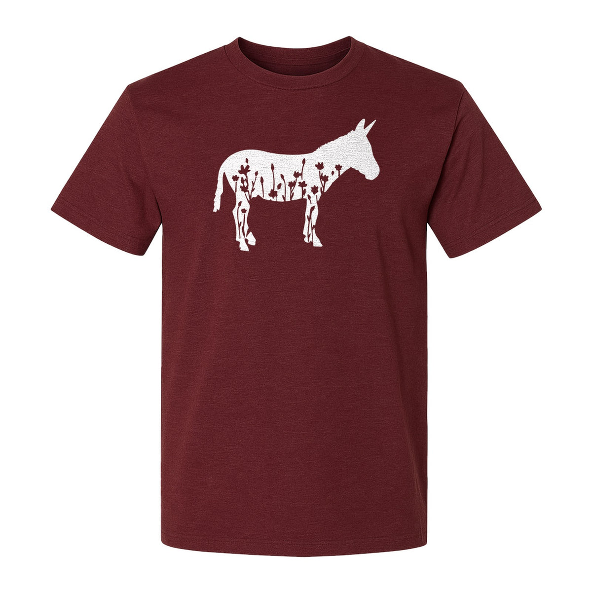 Donkey T-Shirt, Floral Wildflower Farm Animal Graphic for Nature Lovers