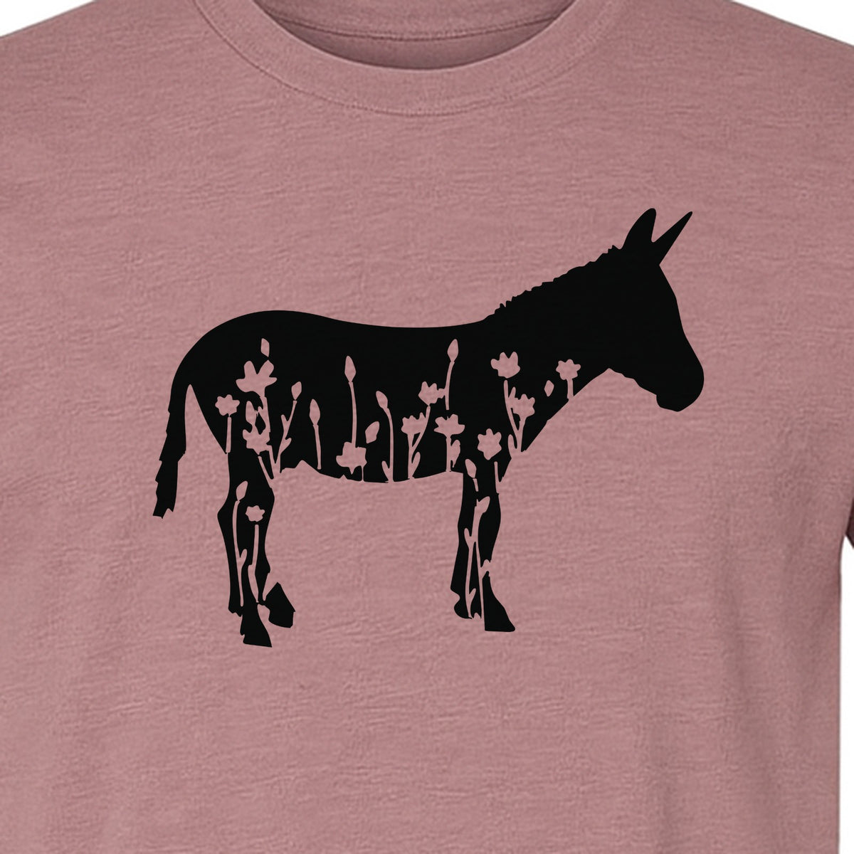 Donkey T-Shirt, Floral Wildflower Farm Animal Graphic for Nature Lovers