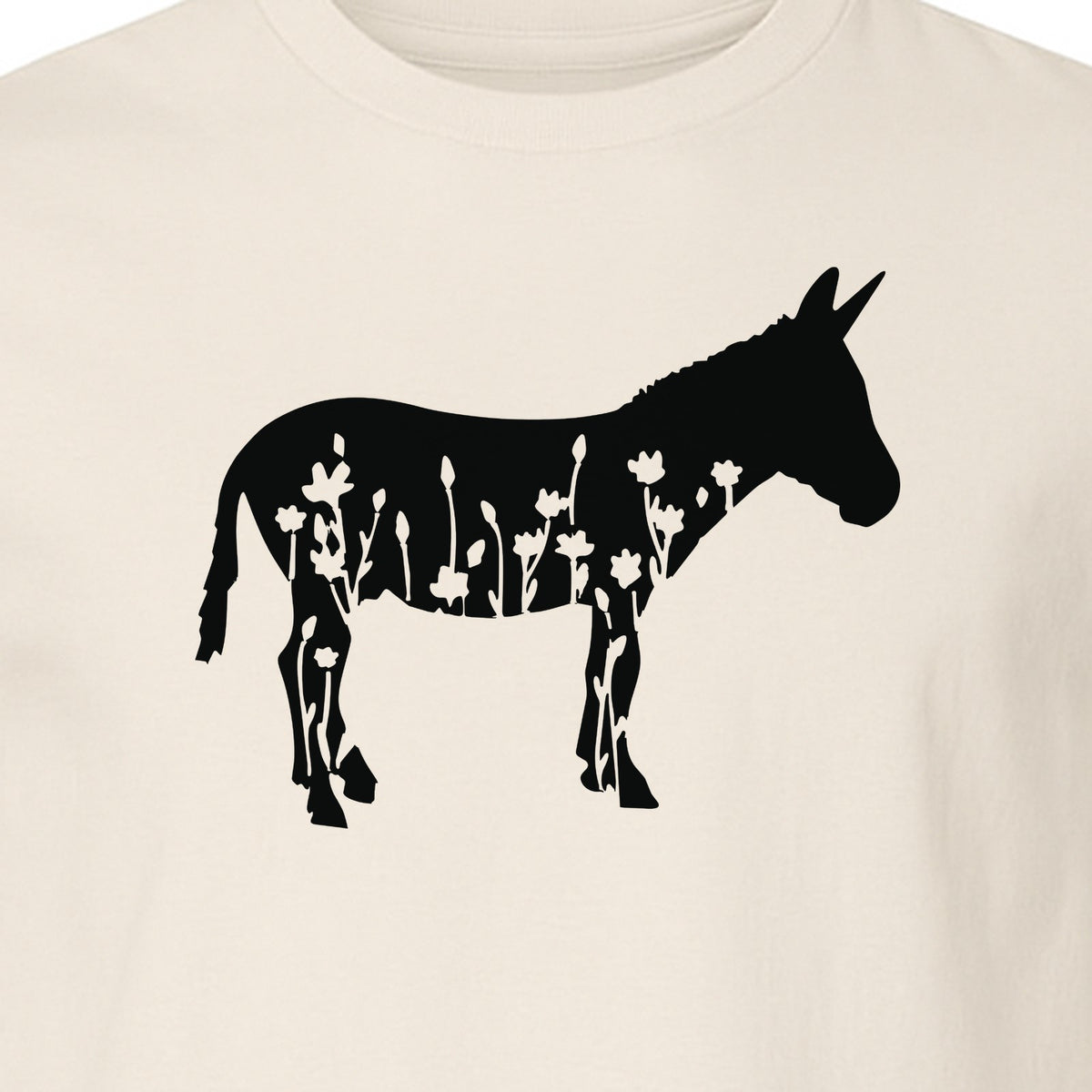Donkey T-Shirt, Floral Wildflower Farm Animal Graphic for Nature Lovers