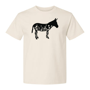 Donkey T-Shirt, Floral Wildflower Farm Animal Graphic for Nature Lovers