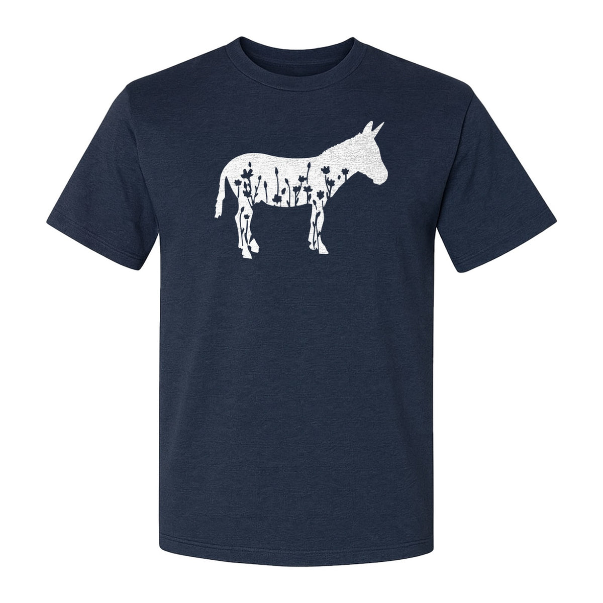 Donkey T-Shirt, Floral Wildflower Farm Animal Graphic for Nature Lovers