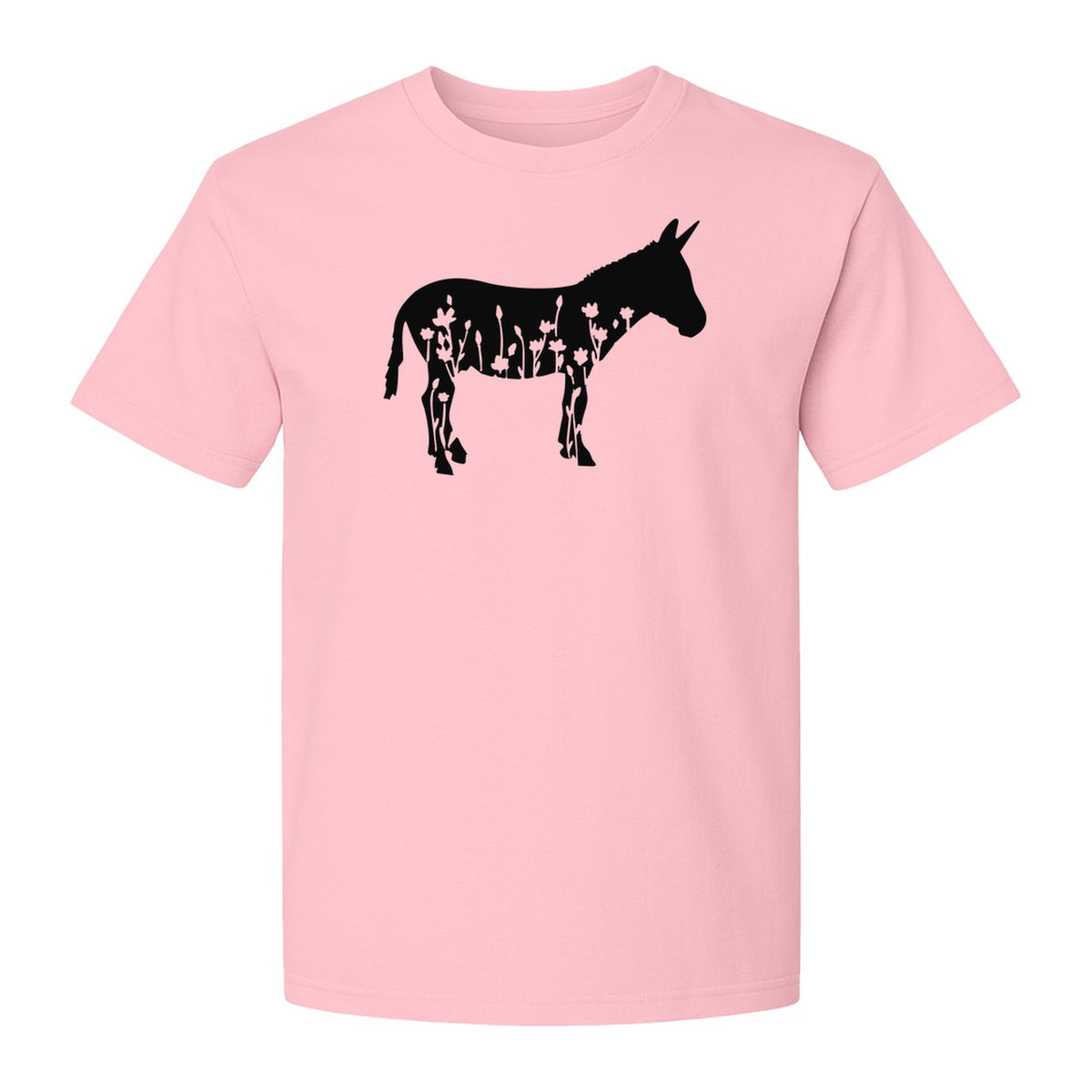 Donkey T-Shirt, Floral Wildflower Farm Animal Graphic for Nature Lovers