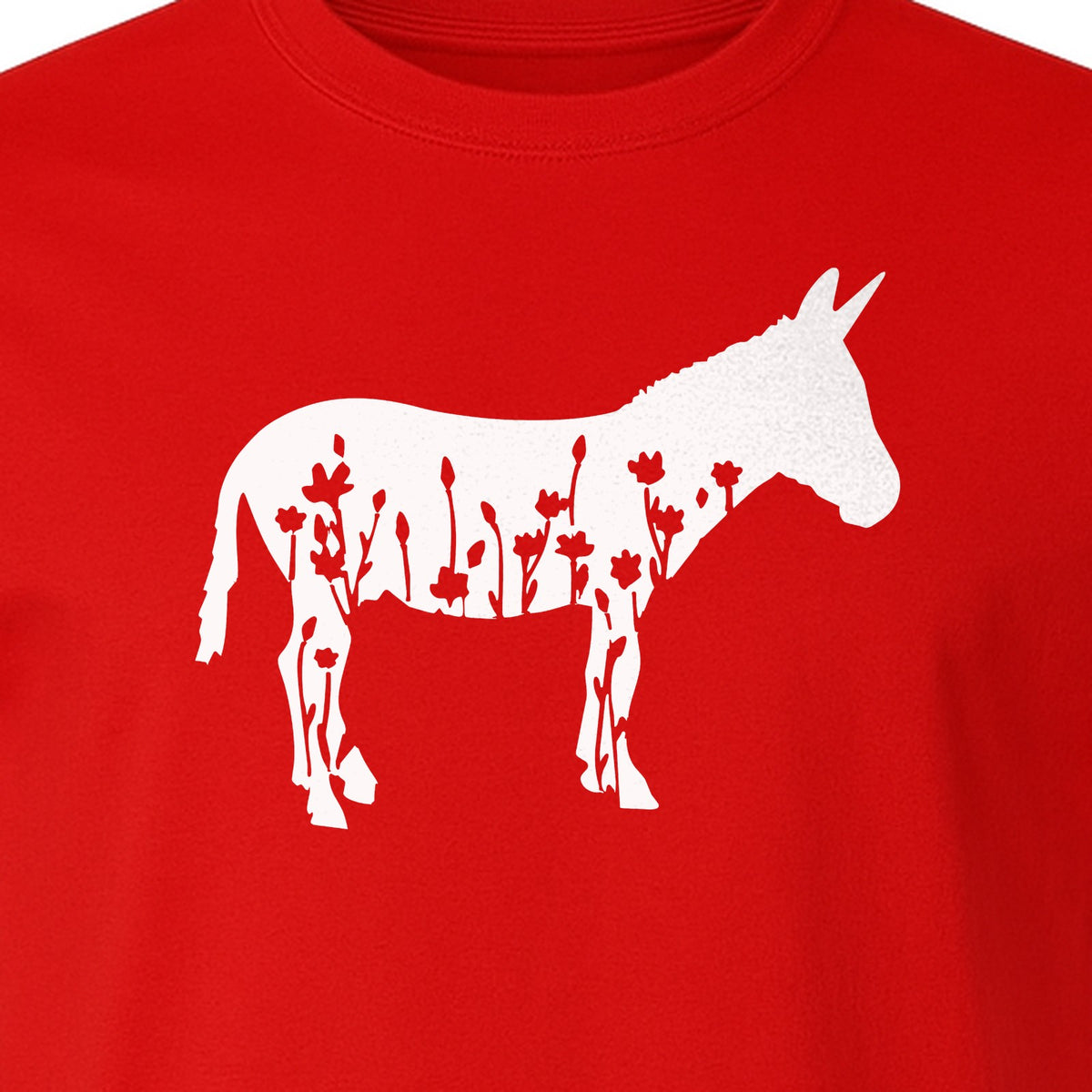 Donkey T-Shirt, Floral Wildflower Farm Animal Graphic for Nature Lovers