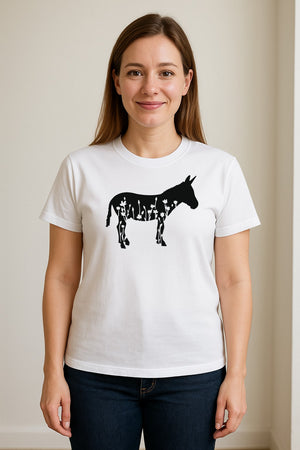 Donkey T-Shirt, Floral Wildflower Farm Animal Graphic for Nature Lovers