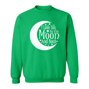 Valentine's Day Sweatshirt, I Love You to the Moon and Back Crescent with Stars