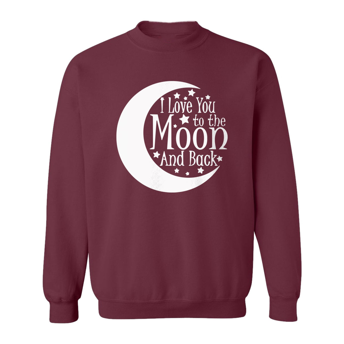 Valentine's Day Sweatshirt, I Love You to the Moon and Back Crescent with Stars