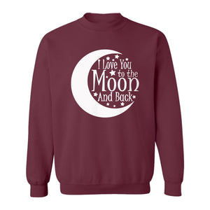 Valentine's Day Sweatshirt, I Love You to the Moon and Back Crescent with Stars