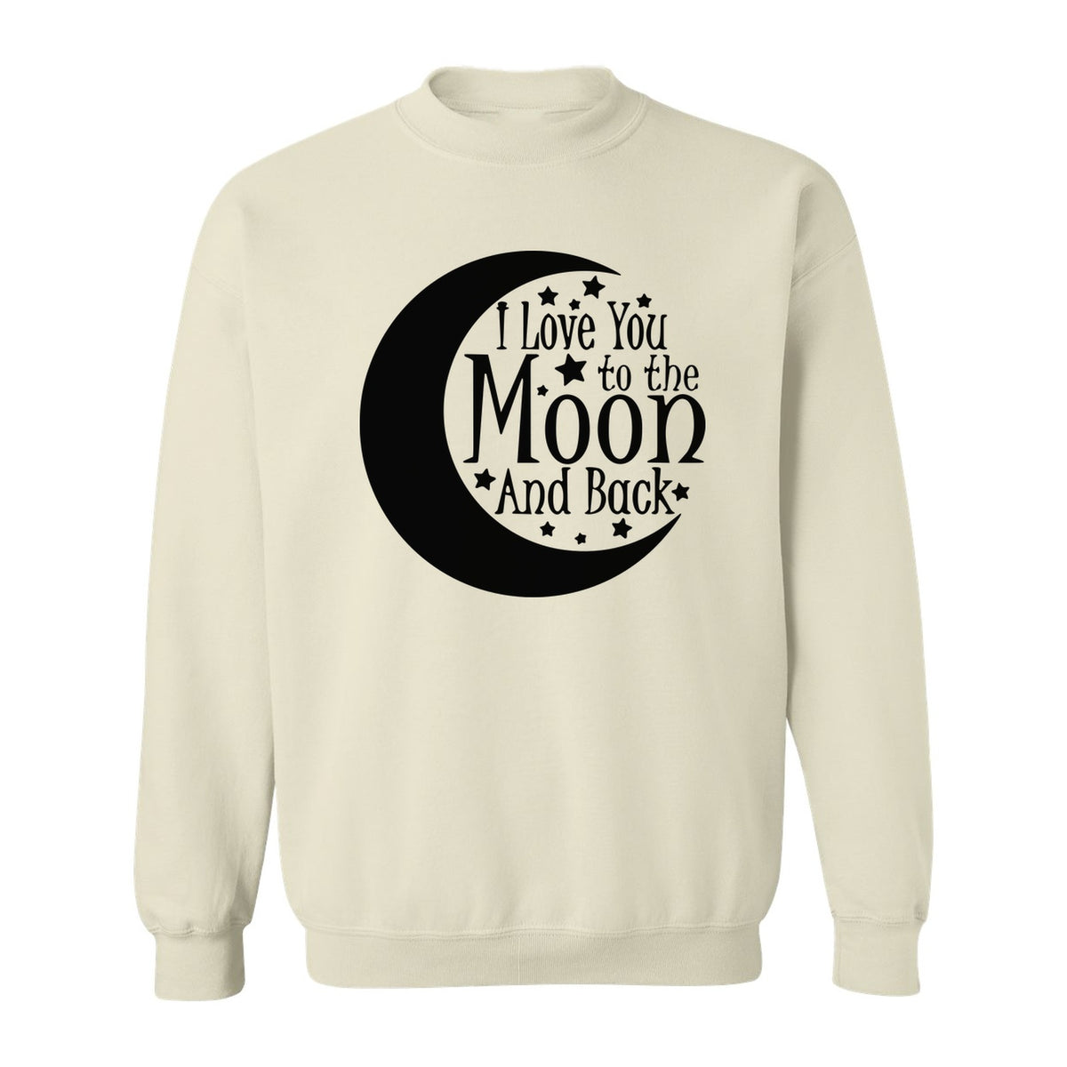 Valentine's Day Sweatshirt, I Love You to the Moon and Back Crescent with Stars