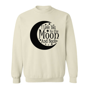 Valentine's Day Sweatshirt, I Love You to the Moon and Back Crescent with Stars