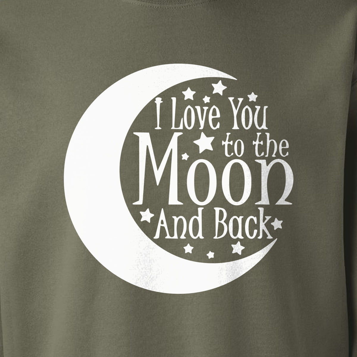 Valentine's Day Sweatshirt, I Love You to the Moon and Back Crescent with Stars