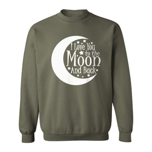 Valentine's Day Sweatshirt, I Love You to the Moon and Back Crescent with Stars
