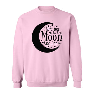 Valentine's Day Sweatshirt, I Love You to the Moon and Back Crescent with Stars