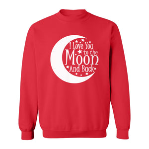 Valentine's Day Sweatshirt, I Love You to the Moon and Back Crescent with Stars