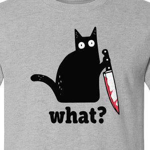 Black Cat T-Shirt, What Knife Graphic Funny Horror Design for Kitty Lovers