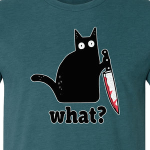 Black Cat T-Shirt, What Knife Graphic Funny Horror Design for Kitty Lovers