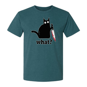 Black Cat T-Shirt, What Knife Graphic Funny Horror Design for Kitty Lovers