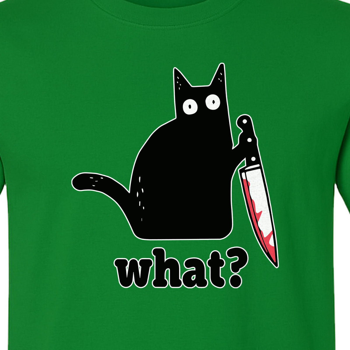 Black Cat T-Shirt, What Knife Graphic Funny Horror Design for Kitty Lovers