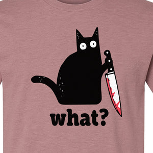 Black Cat T-Shirt, What Knife Graphic Funny Horror Design for Kitty Lovers
