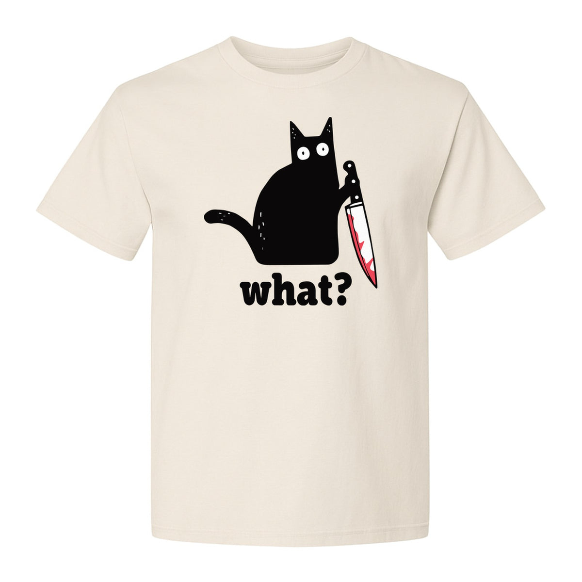 Black Cat T-Shirt, What Knife Graphic Funny Horror Design for Kitty Lovers