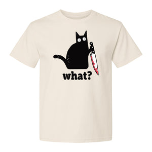Black Cat T-Shirt, What Knife Graphic Funny Horror Design for Kitty Lovers