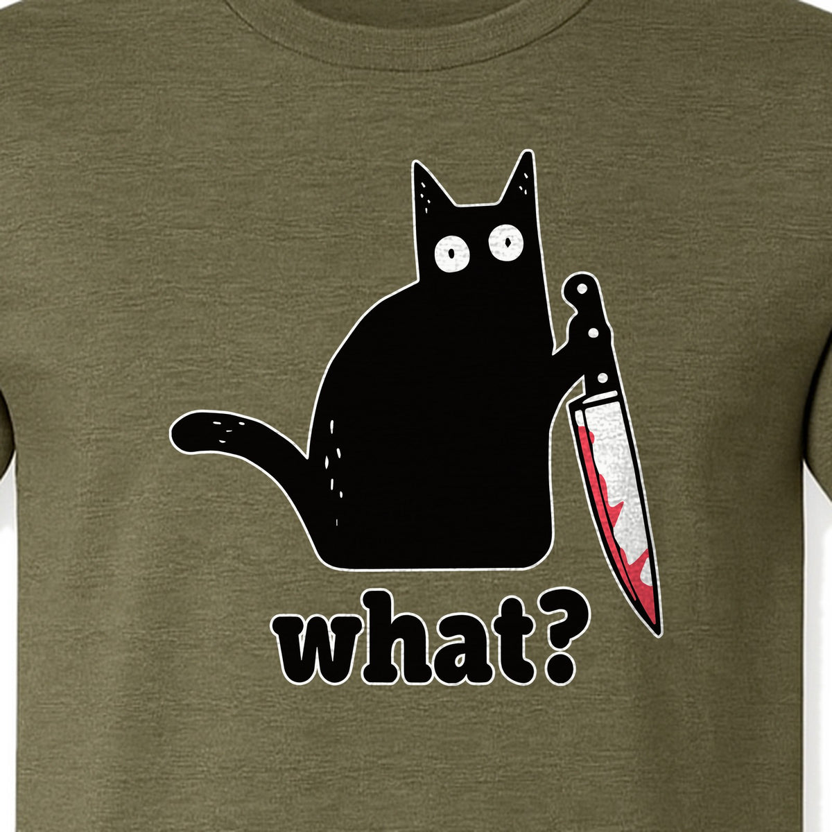 Black Cat T-Shirt, What Knife Graphic Funny Horror Design for Kitty Lovers