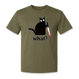 Black Cat T-Shirt, What Knife Graphic Funny Horror Design for Kitty Lovers